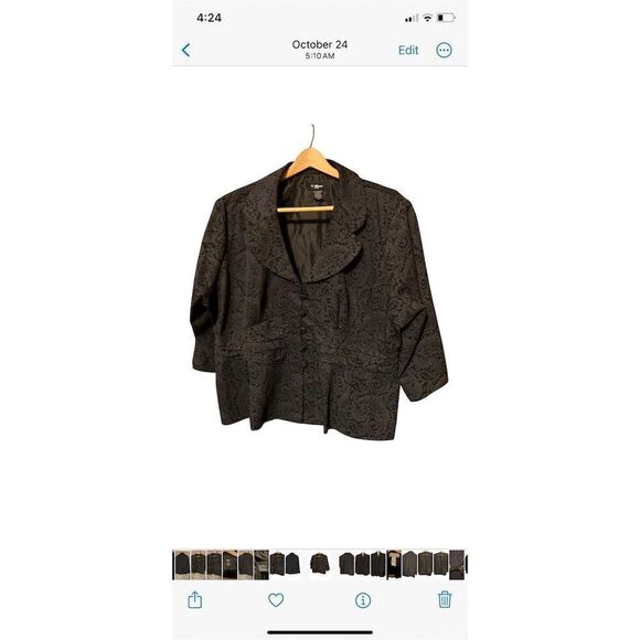 Betsey Johnson Women's XL Black Vintage Blazer Jacket Embroidered - Picture 1 of 8